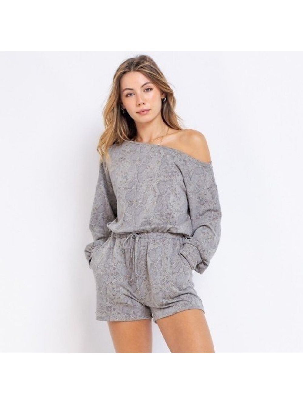 Le Lis Romper Snake Print Grey